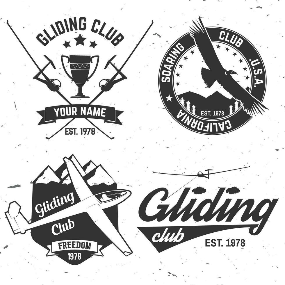 Set of Gliding club retro badge. vector