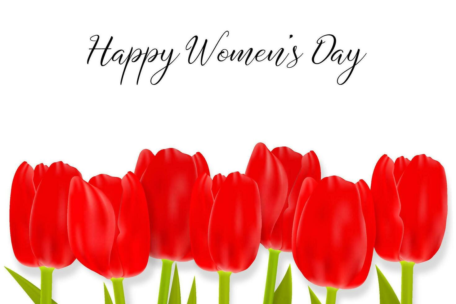 Happy Women s Day Greeting Card with tulips. vector