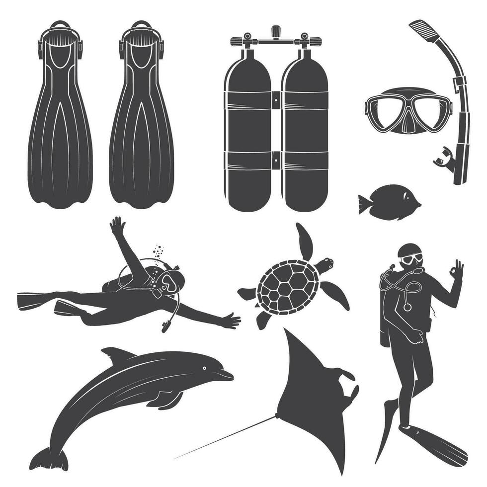 Scuba diving gear. vector