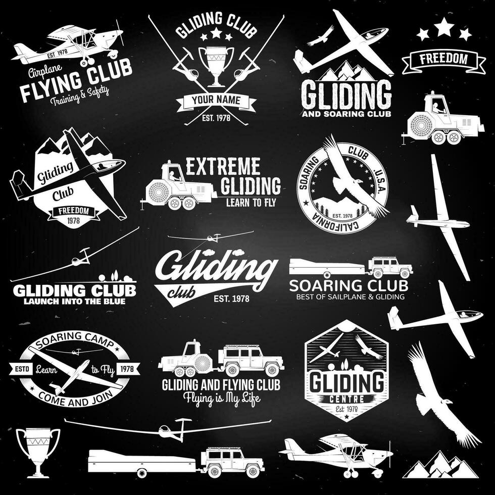 Soaring club retro badges and design elements. vector
