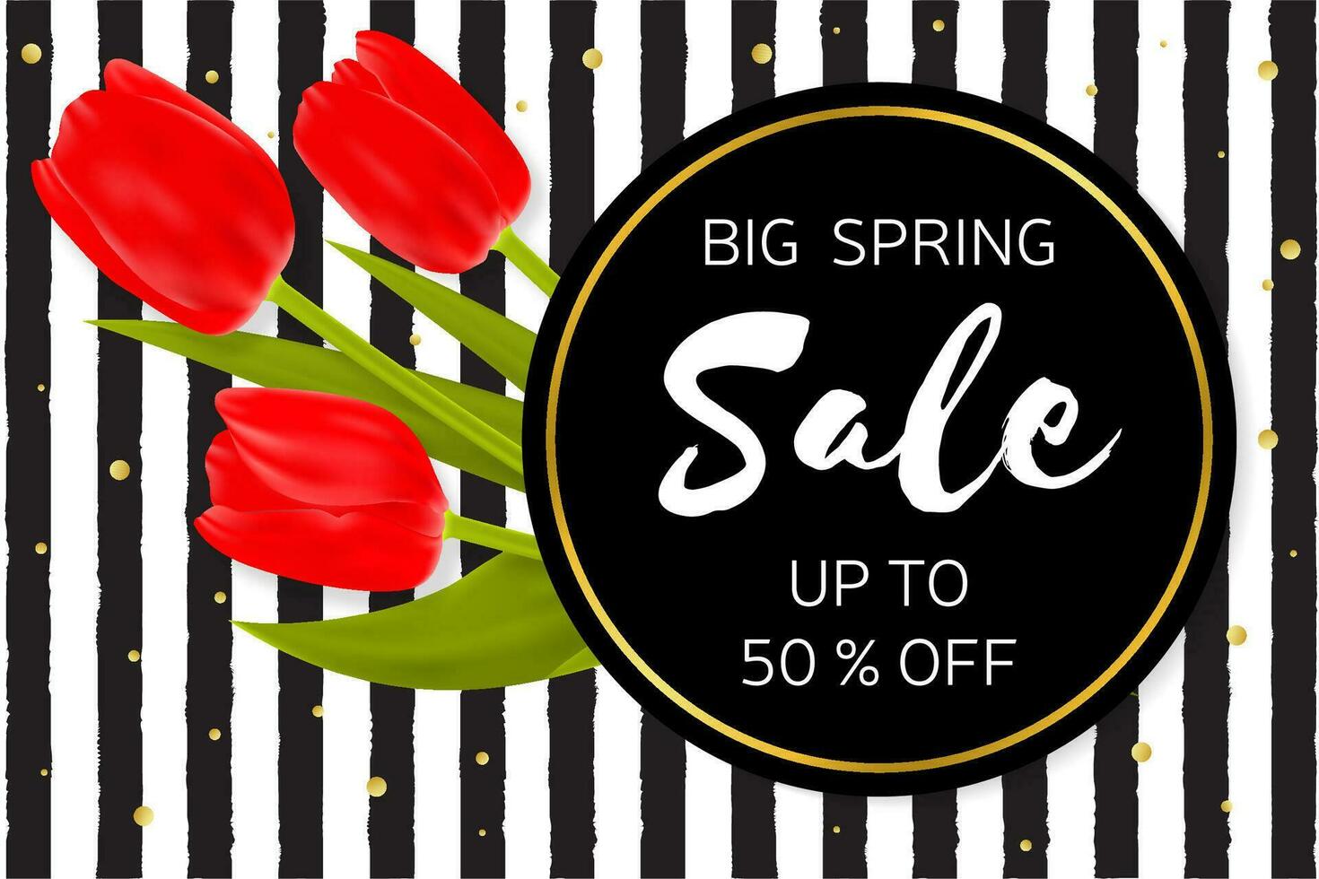 Big Spring sale background with beautiful flowers. vector