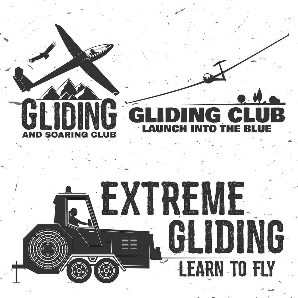 Set of Gliding club retro badge. vector