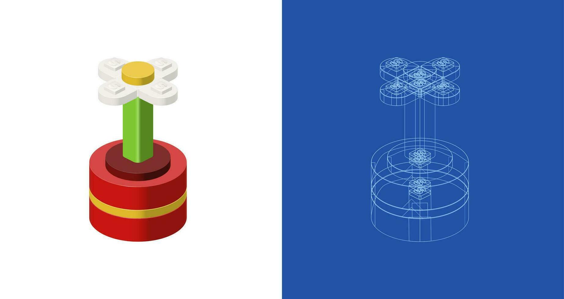 Chamomile concept in isometric style for print and design. Vector illustration.