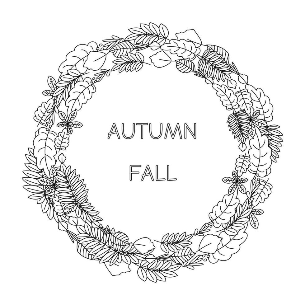Leaves. Hello autumn. Autumn season element, icon. Line art. vector