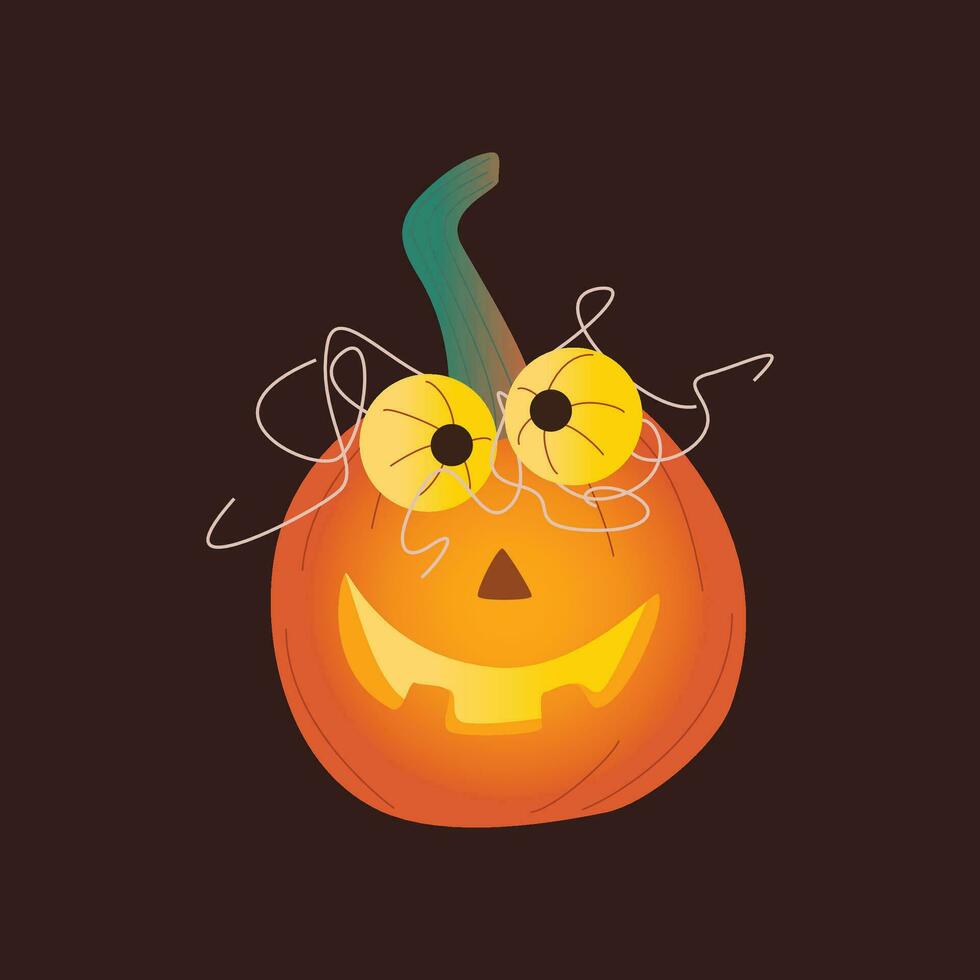 Halloween pumpkins, autumn holiday. Crazy pumpkin with a carved smile. vector