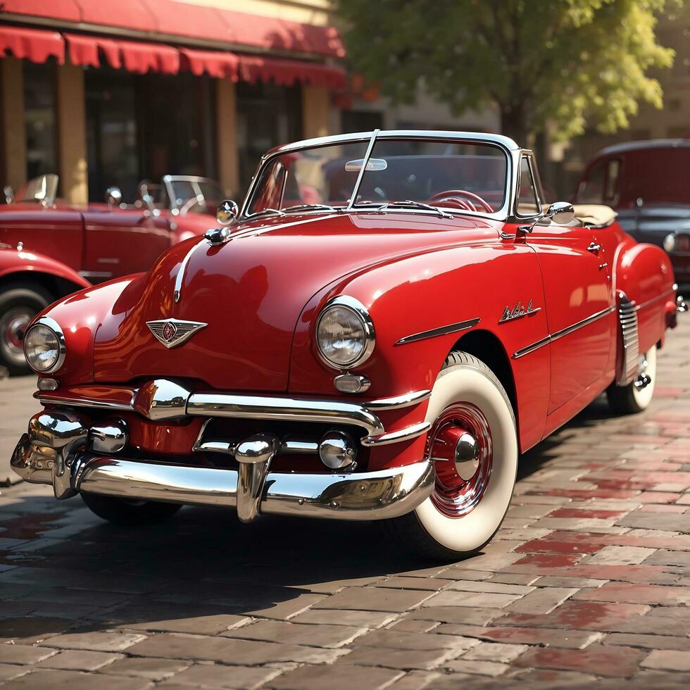 vintage red car photo