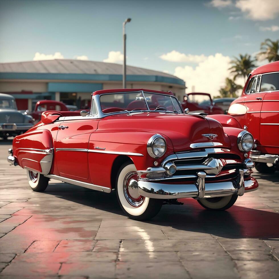 vintage red car photo