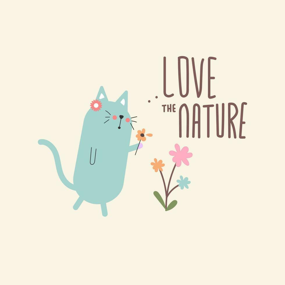 cute hand drawn cat illustration. for fabric, print, textile, wallpaper, apparel vector