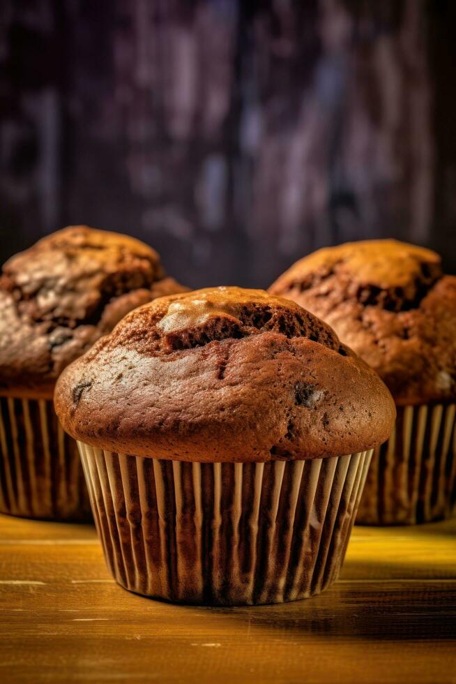 chocolate muffins AI Generated photo