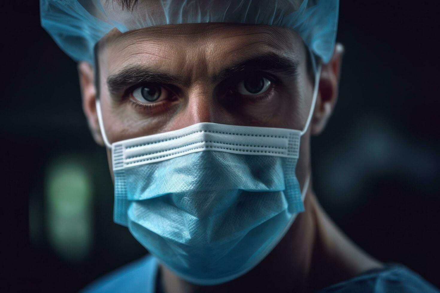 close up of a surgeon wearing a surgical mask AI Generated photo
