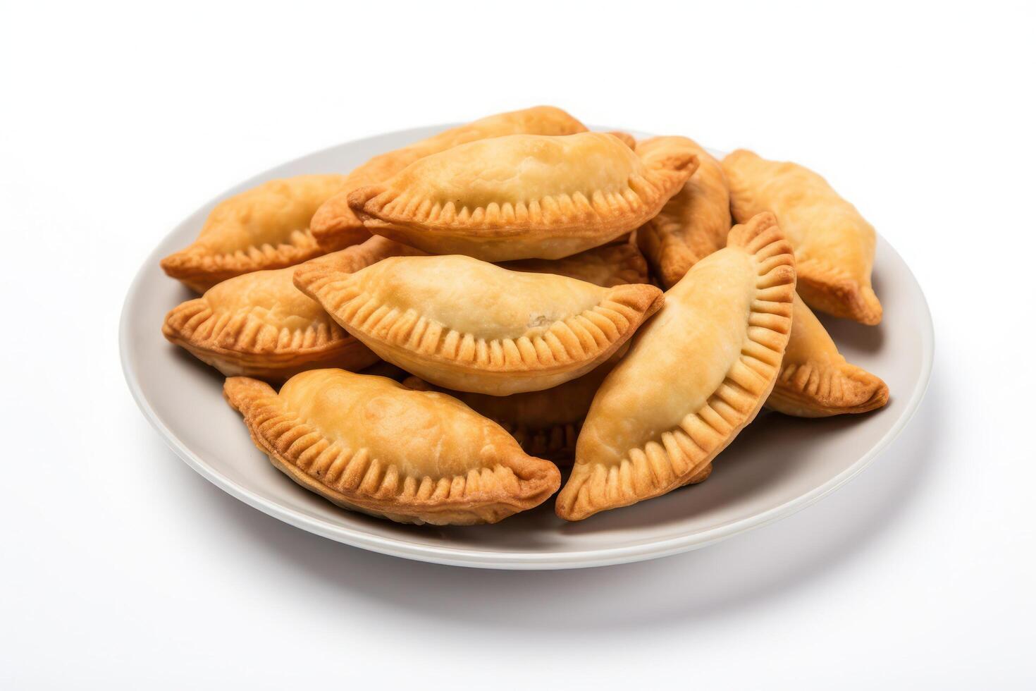a group of empanadas sitting on top of a white plate photo