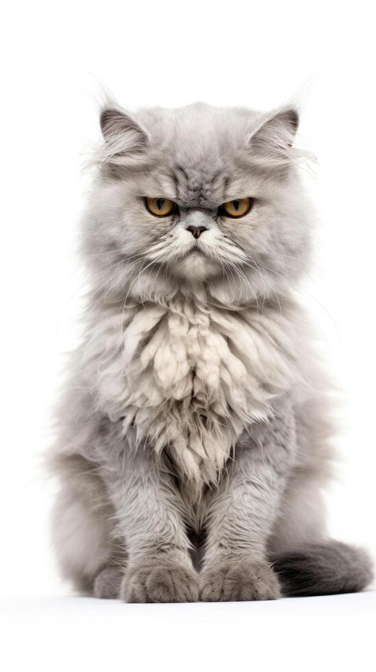 Selkirk Rex cat sitting on white background photo