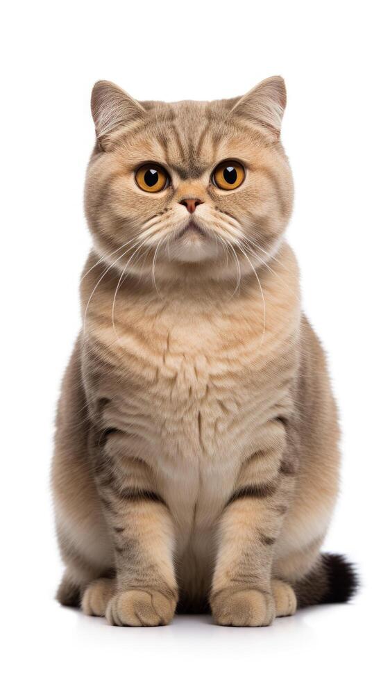 Scottish Fold cat sitting on white background photo