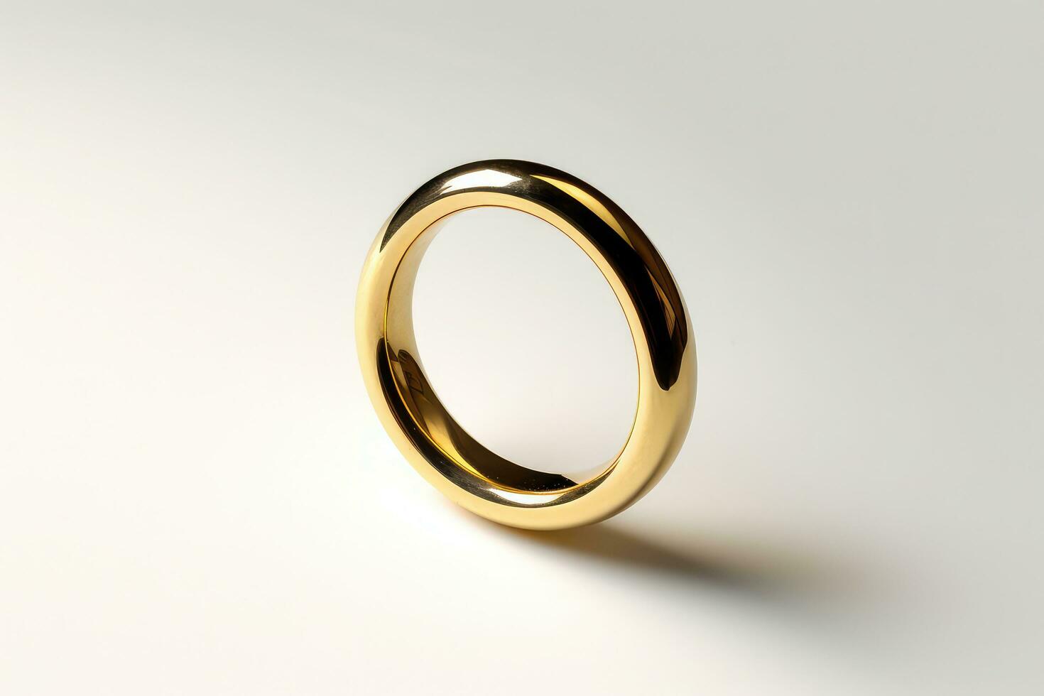 un oro Boda anillo en un blanco antecedentes ai generativo foto