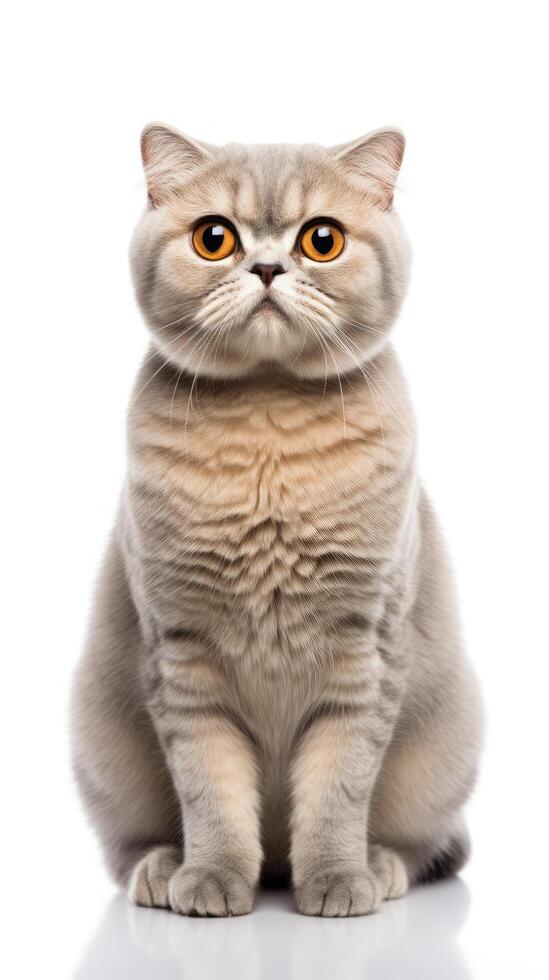 Scottish Fold cat sitting on white background photo