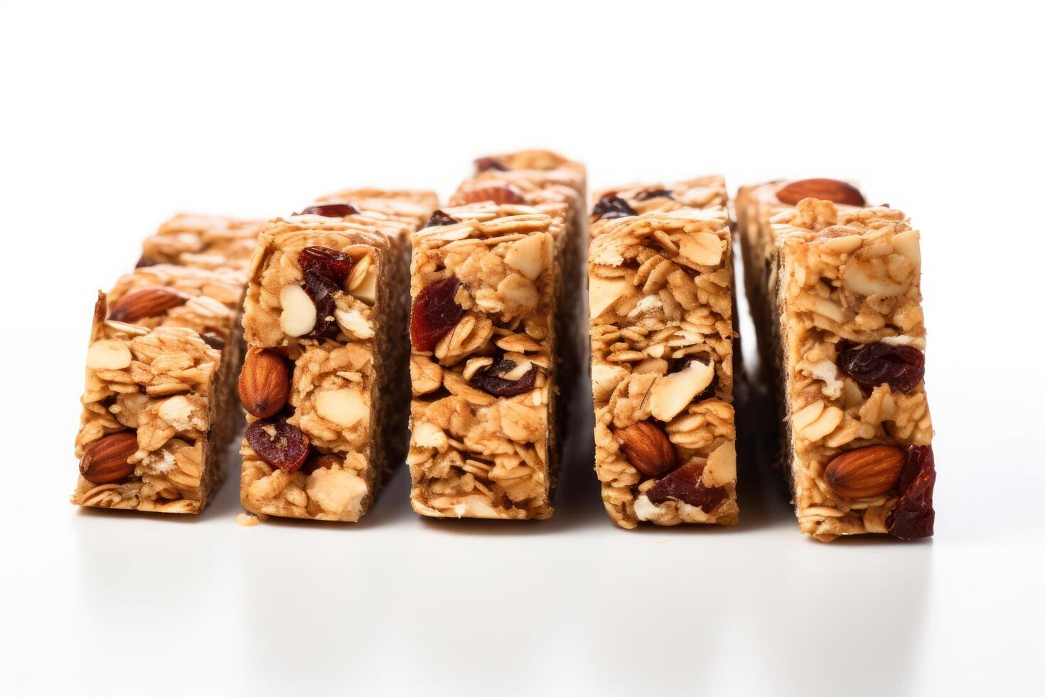 granola bars isolated on solid white background photo