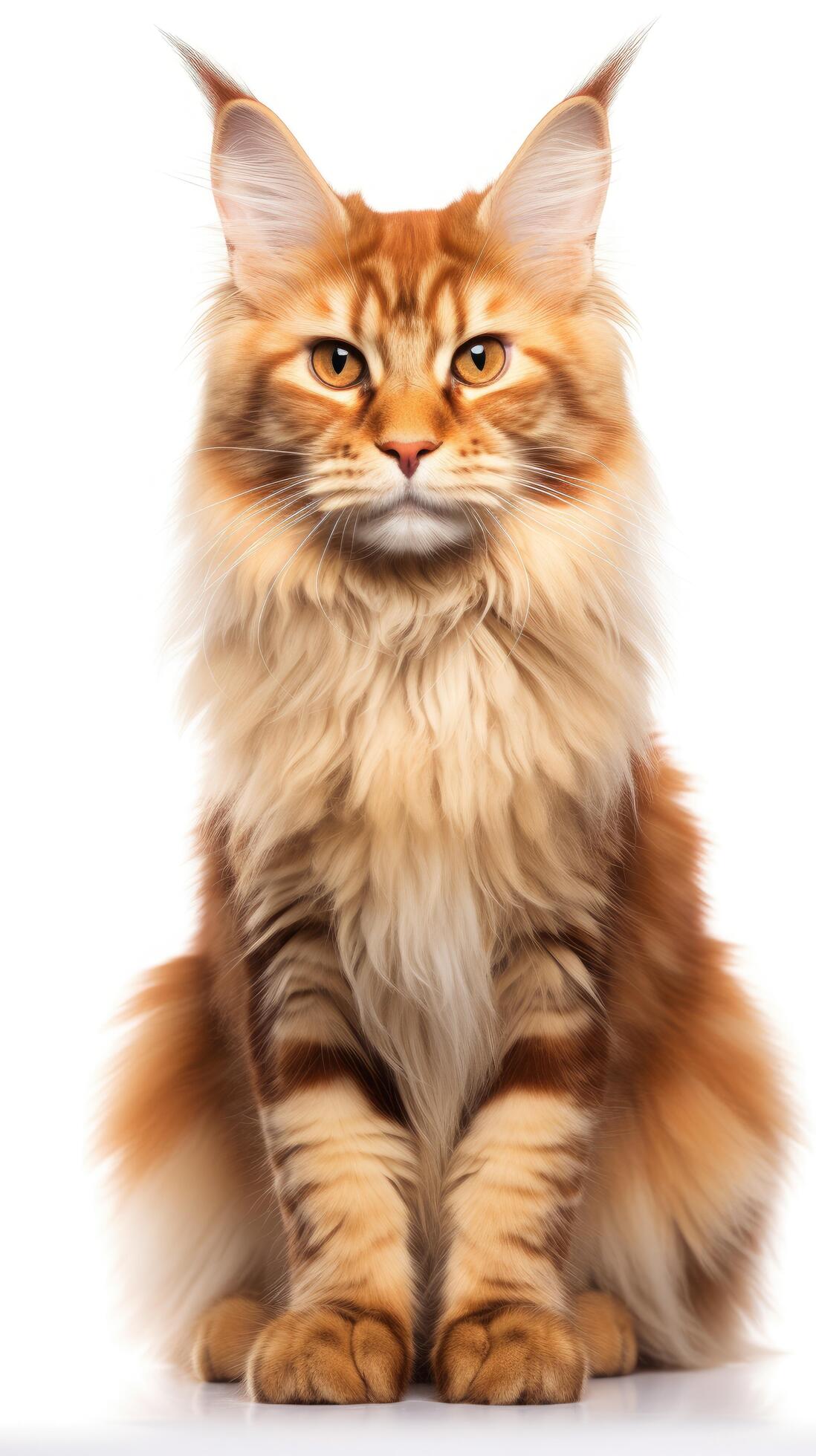 Maine Coon cat sitting on white background AI Generative 27540731 Stock