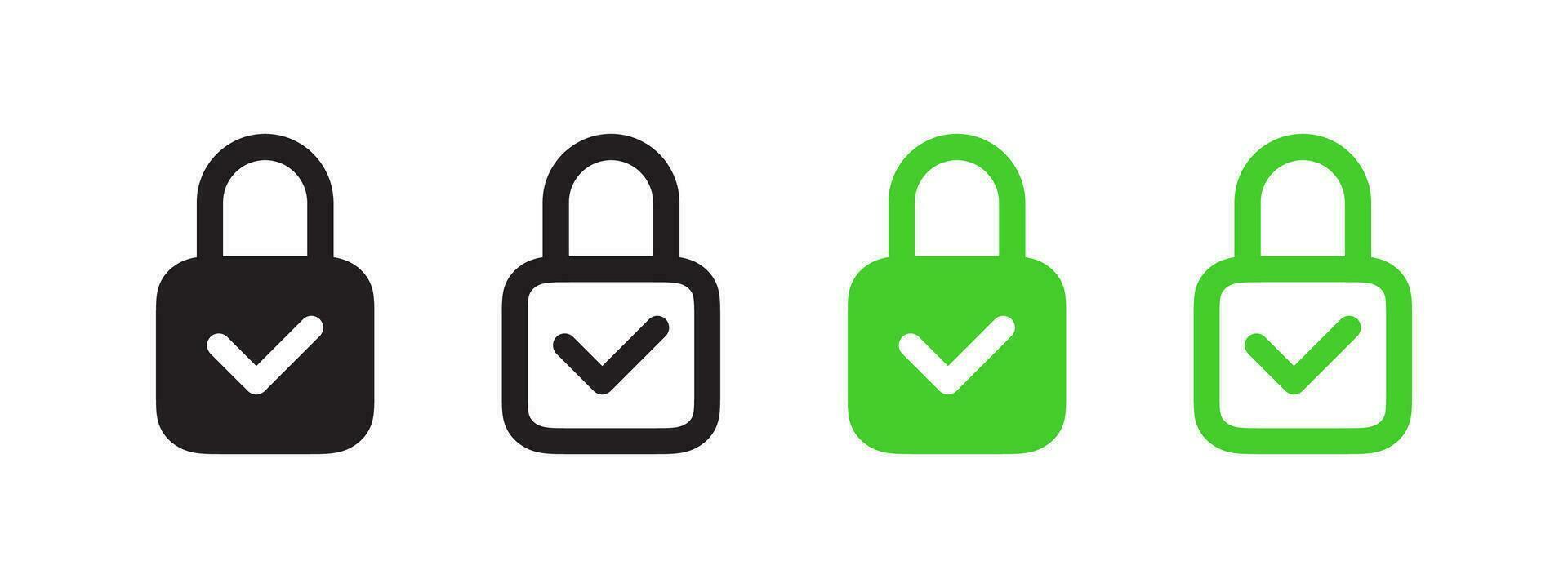 Lock icons with check mark. Padlock icons. Vector scalable graphics