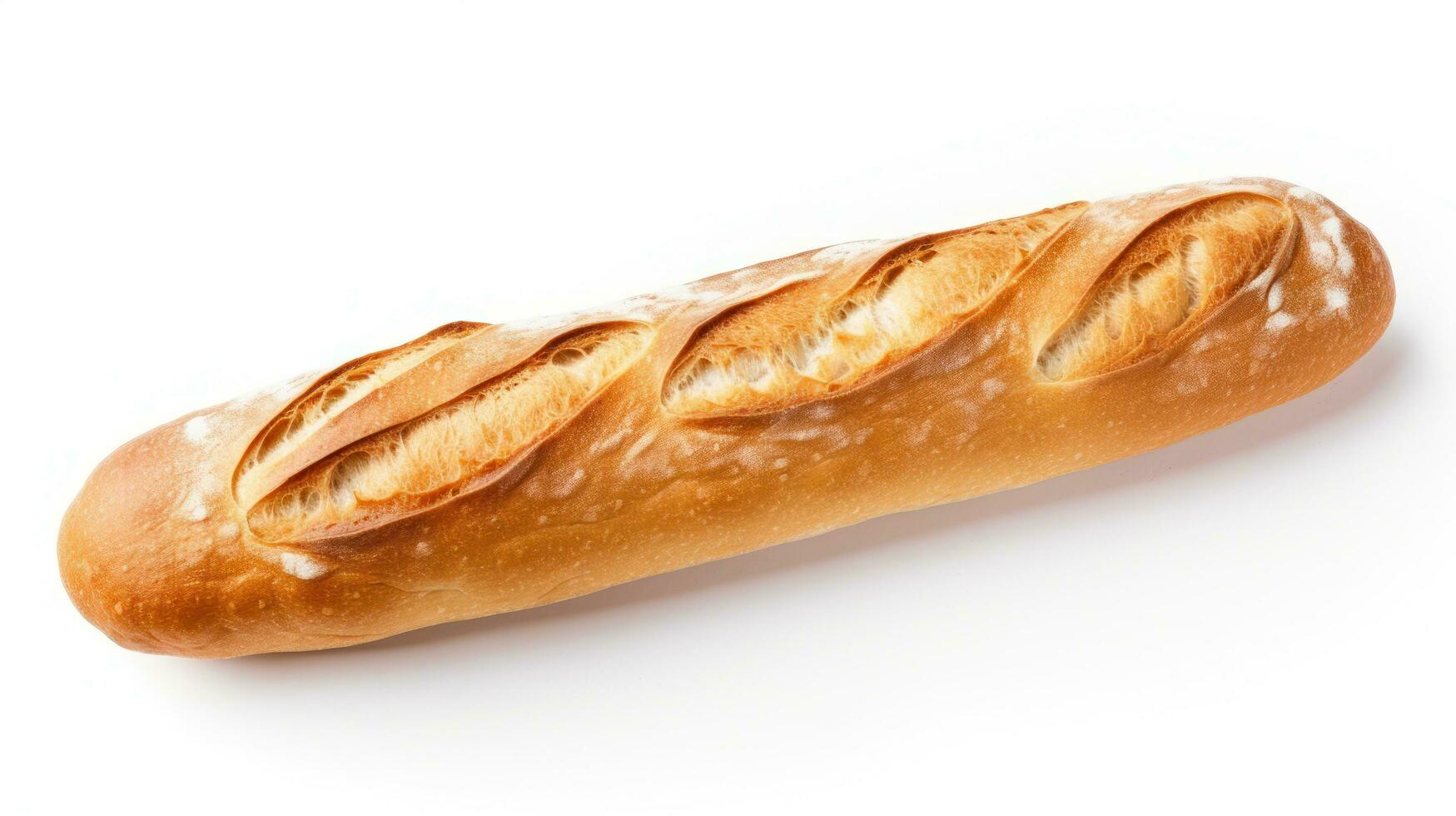 freshly baked baguette bread isolated on white background AI Generative photo