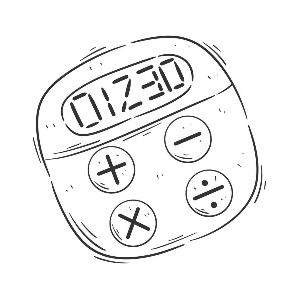 Hand drawn stylized calculator design for coloring vector