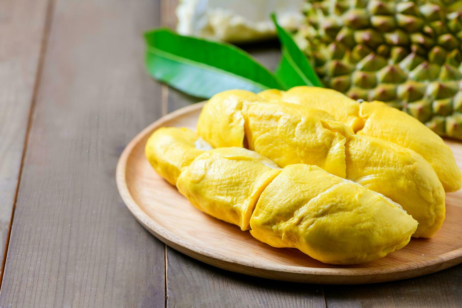 chani kai Durian o Durio zibthinus murray en madera lámina, Rey de frutas de Tailandia foto