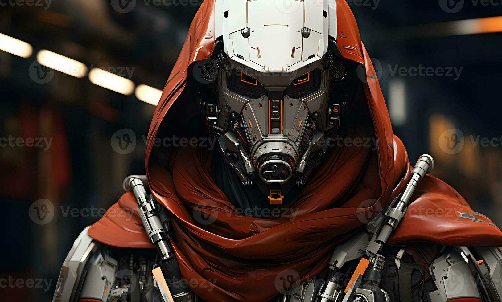 View of futuristic dressed cyber soldier photo