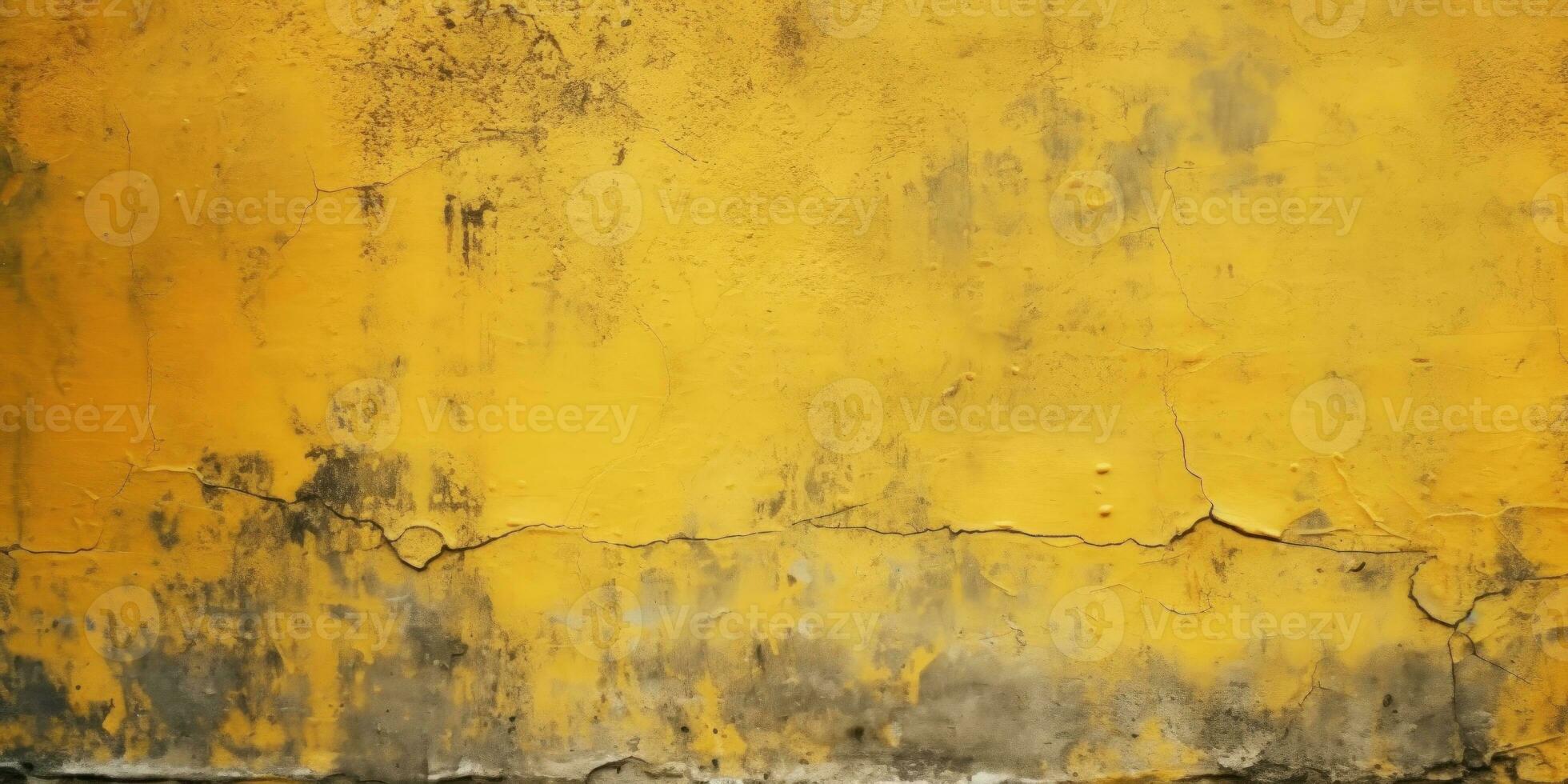 Texture of old yellow vintage wall of industrial factory AI generated photo