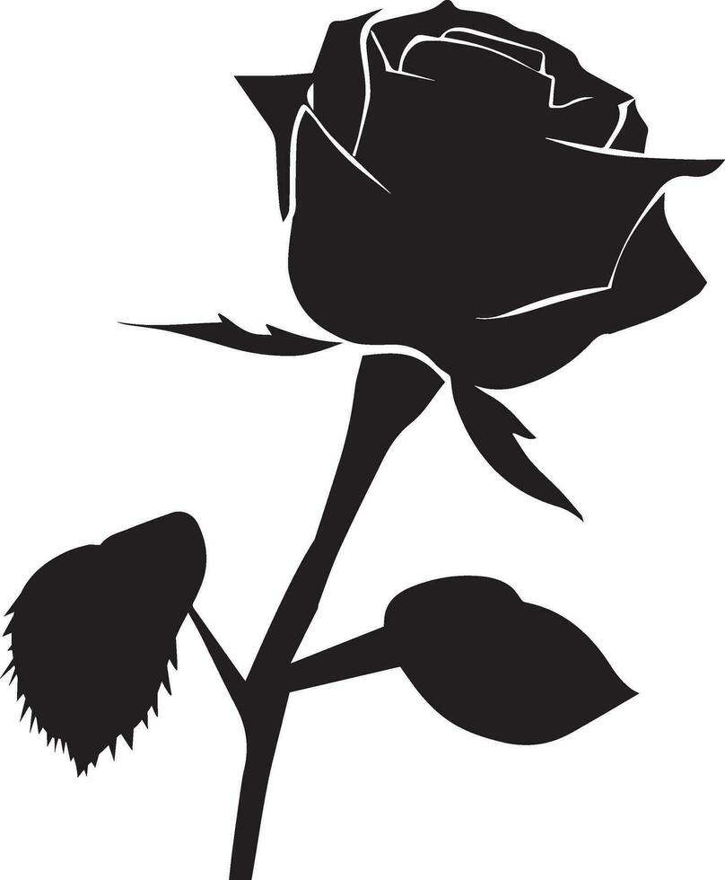 Rosa con brote vector silueta ilustración