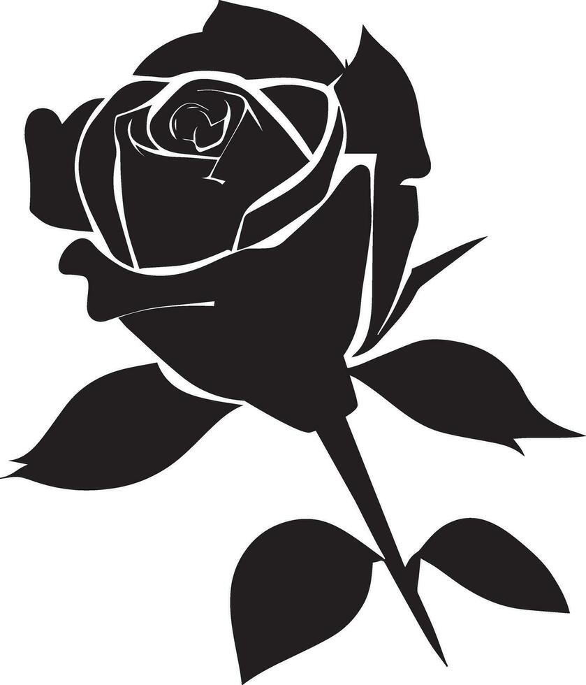 Rose With Bud vector silhouette illustration