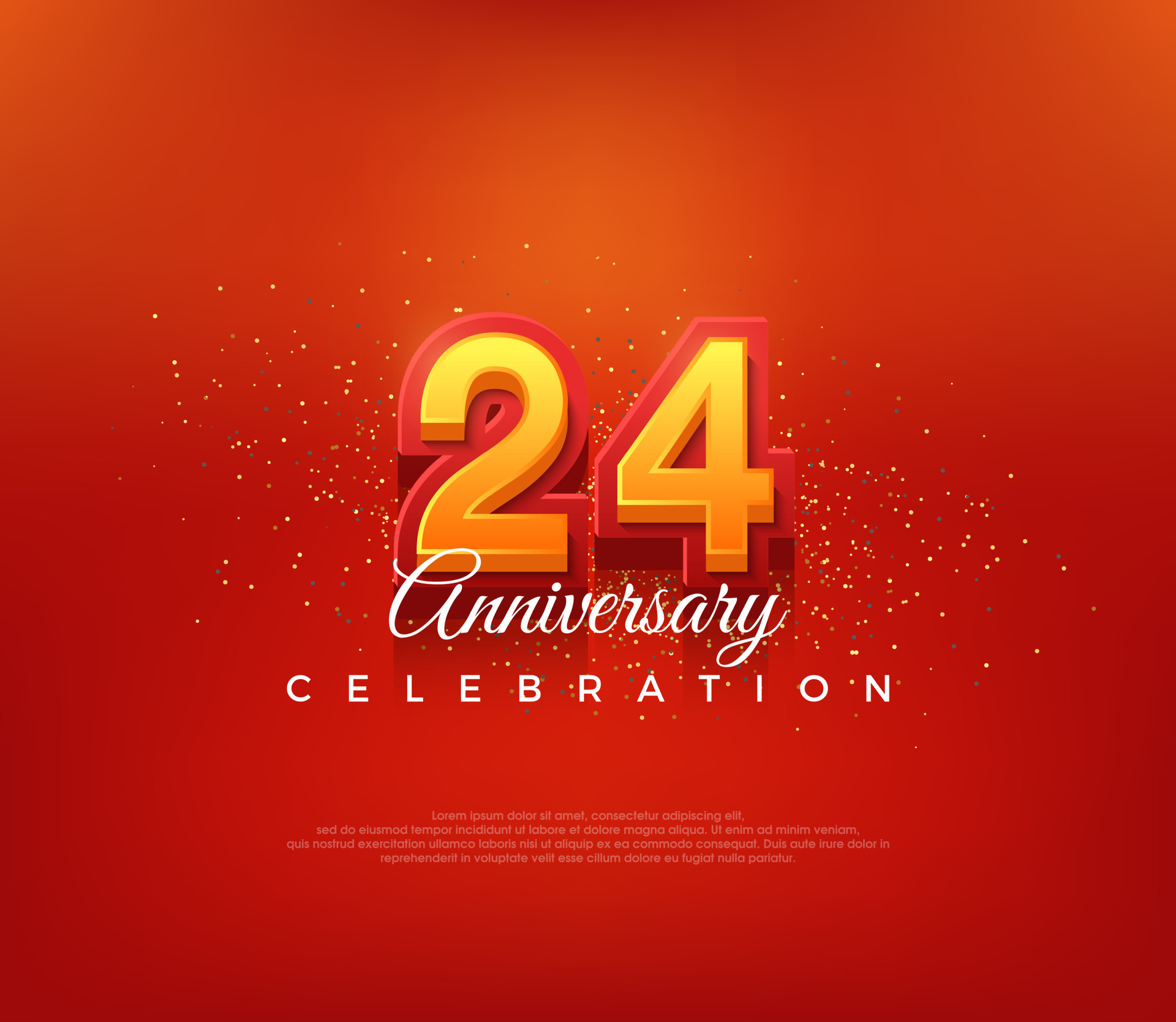 Modern 24th number design for anniversary celebration in bold red
