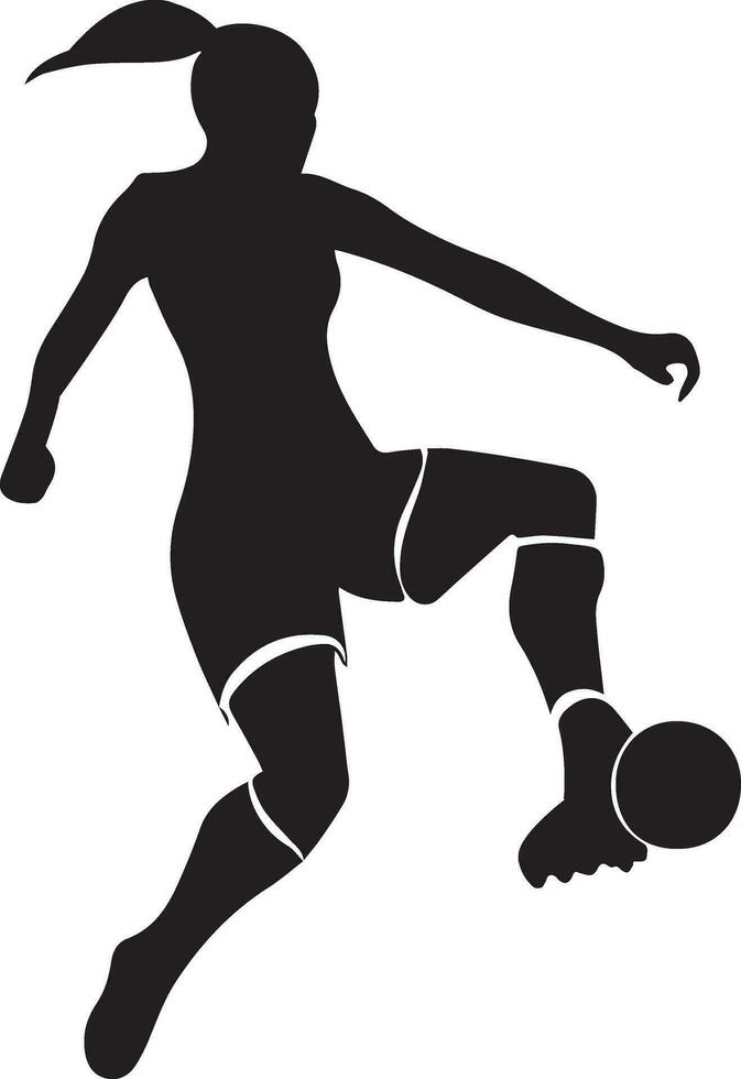 Female Soccer Player vector silhouette illustration