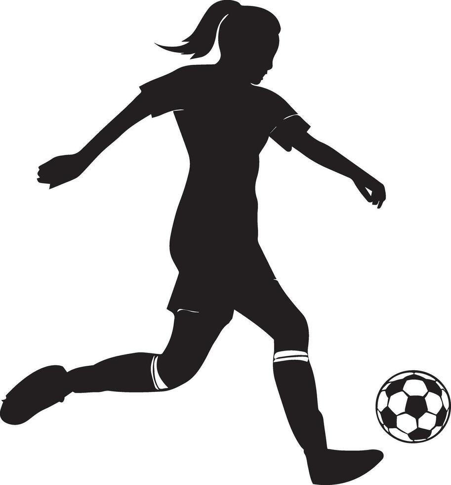Female Soccer Player vector silhouette illustration