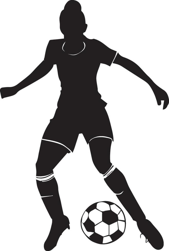 Female Soccer Player vector silhouette illustration