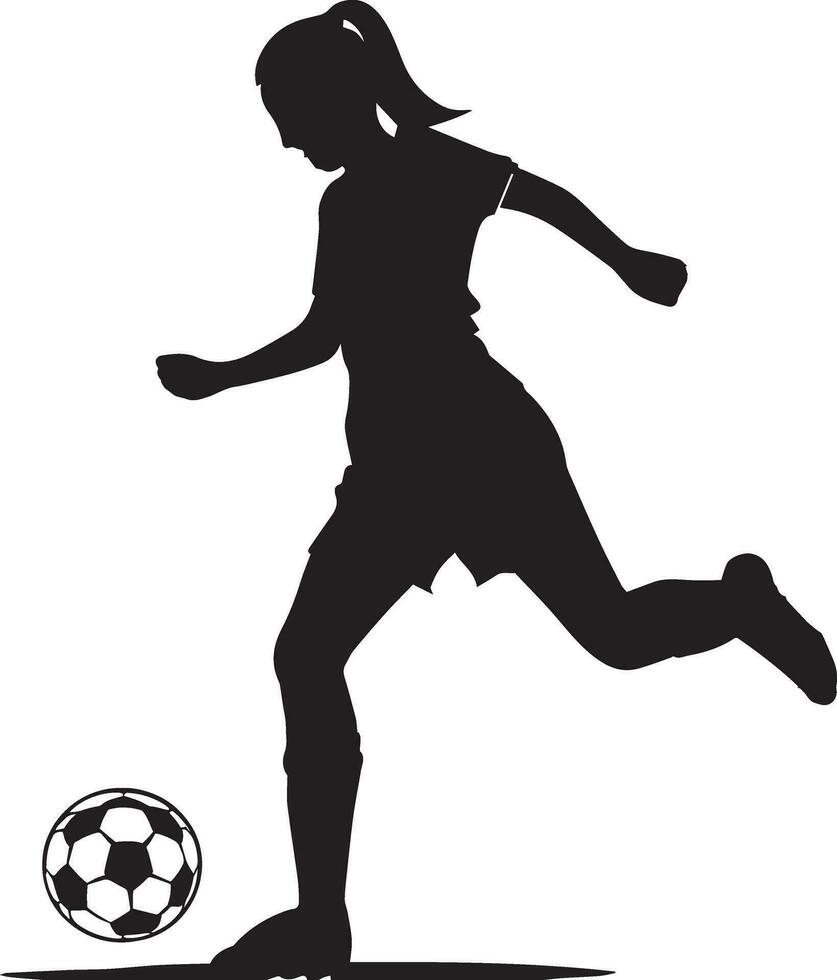 Female Soccer Player vector silhouette illustration