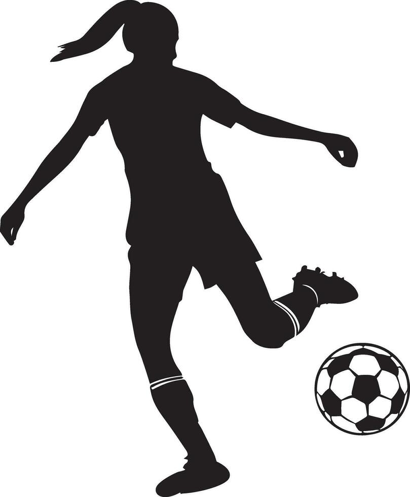 Female Soccer Player vector silhouette illustration