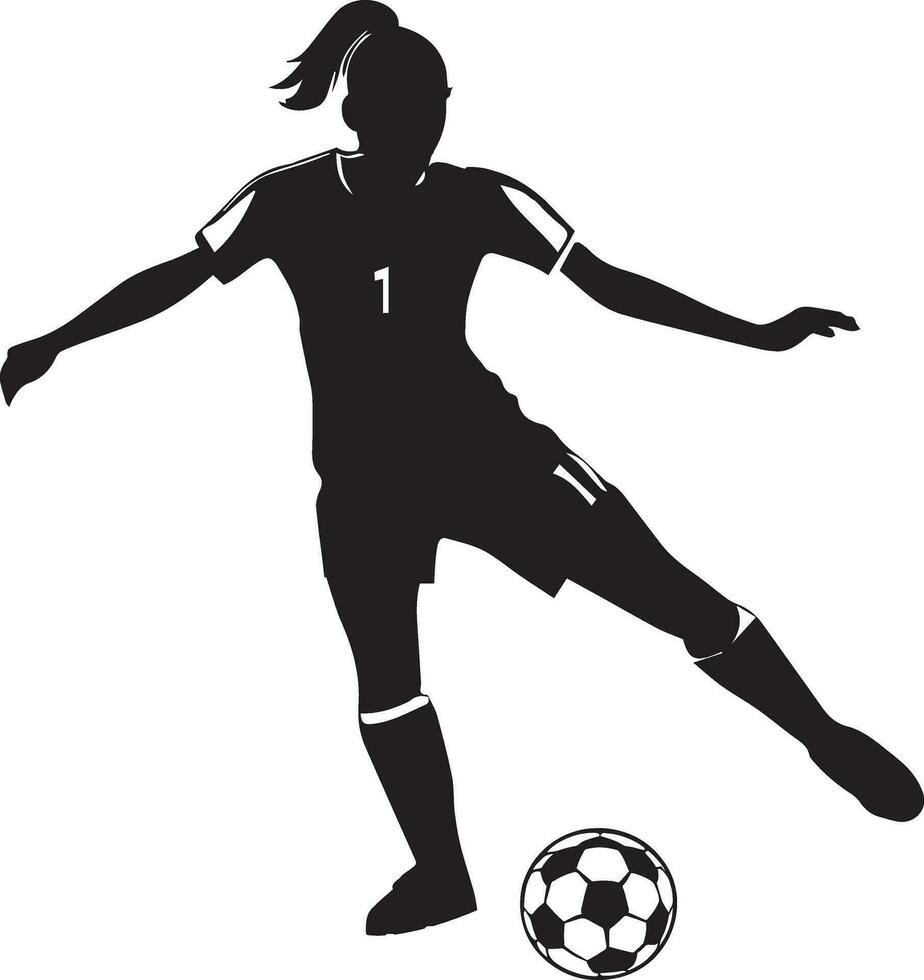 Female Soccer Player vector silhouette illustration