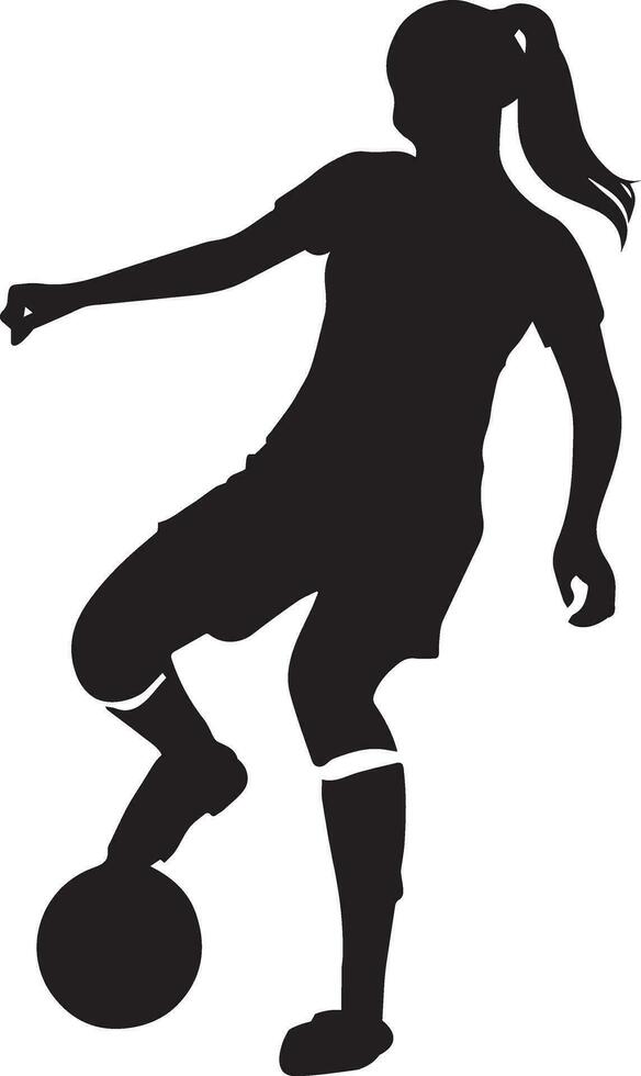 Female Soccer Player vector silhouette illustration