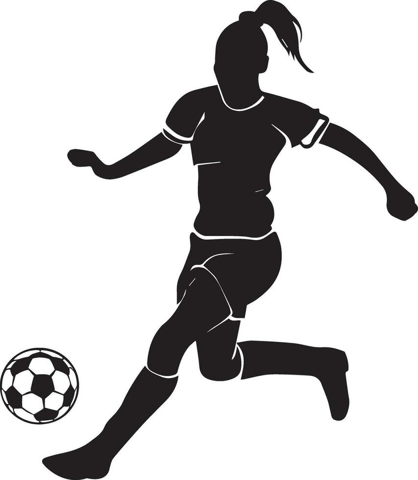 Female Soccer Player vector silhouette illustration