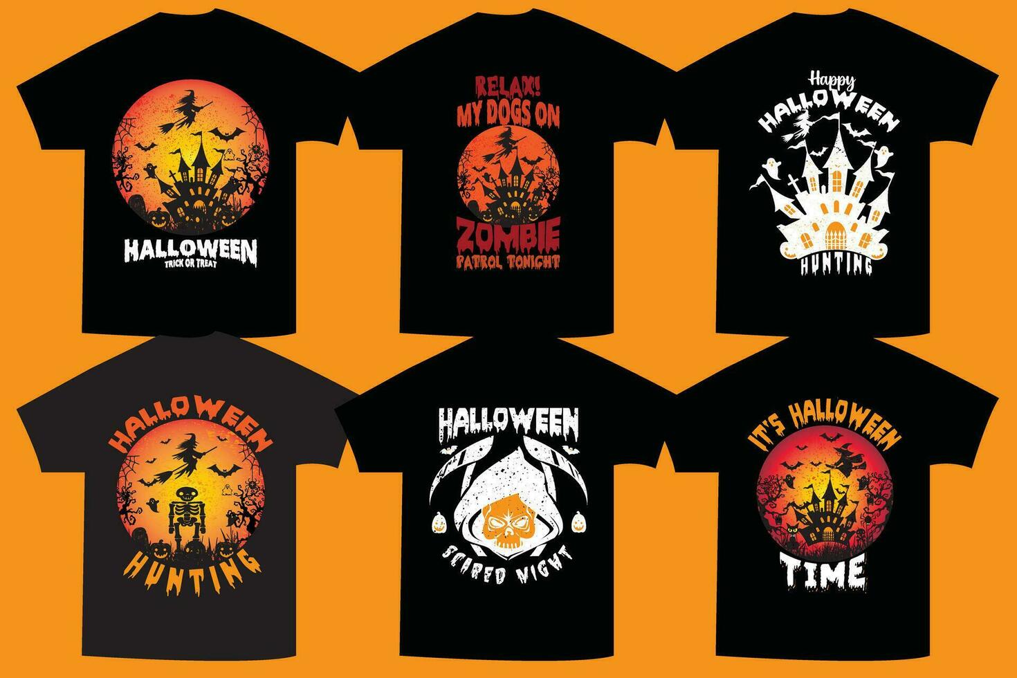 paquete de diseño de camiseta de halloween vector