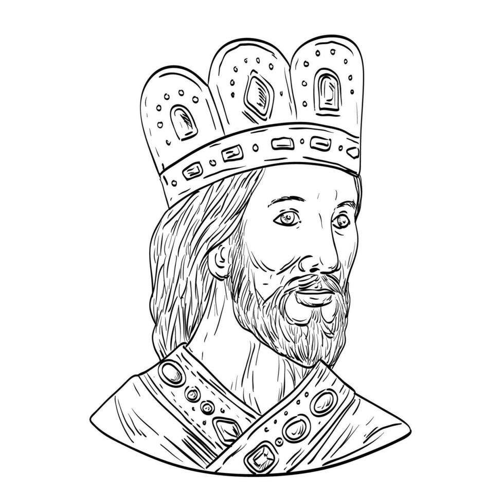 King David of Israel Front Medieval Drawing vector