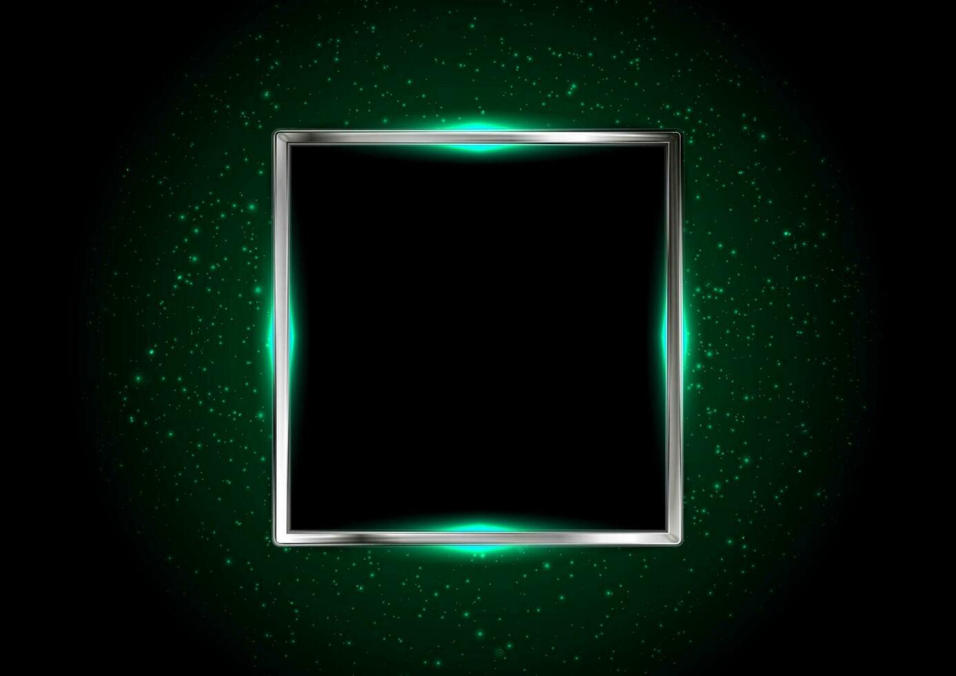 Metallic square framework with green neon lights vector