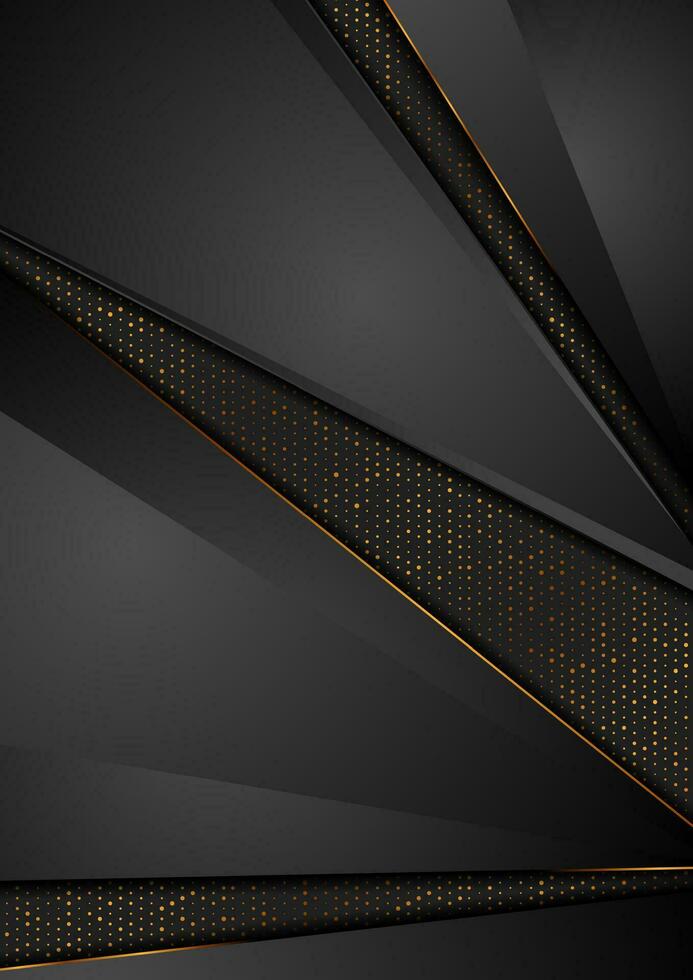 Black and golden abstract tech geometric background vector