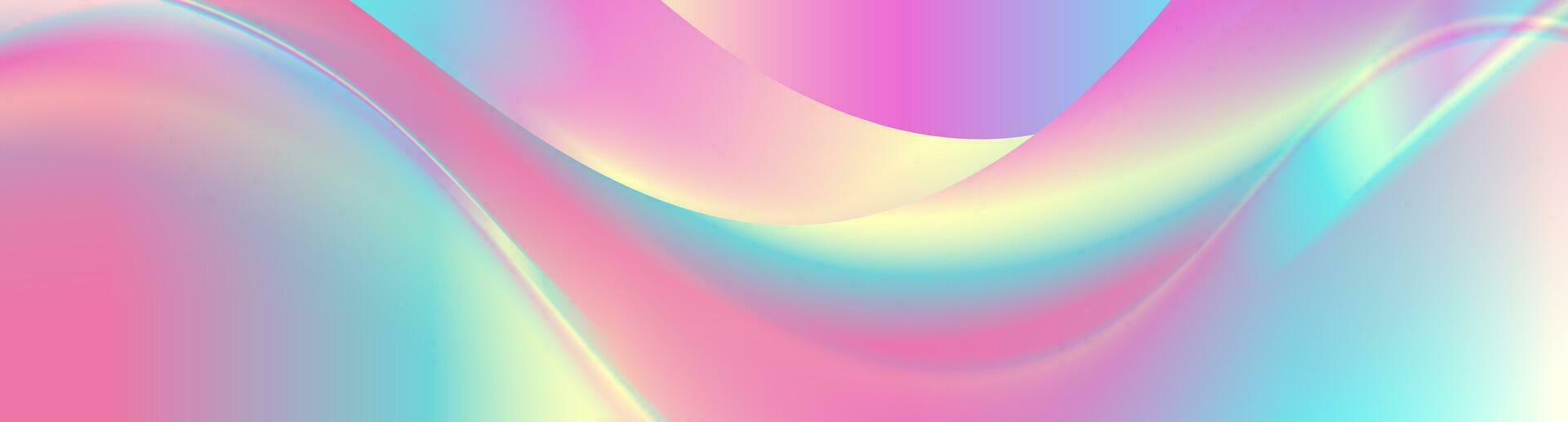 Colorful holographic foil abstract liquid waves background vector