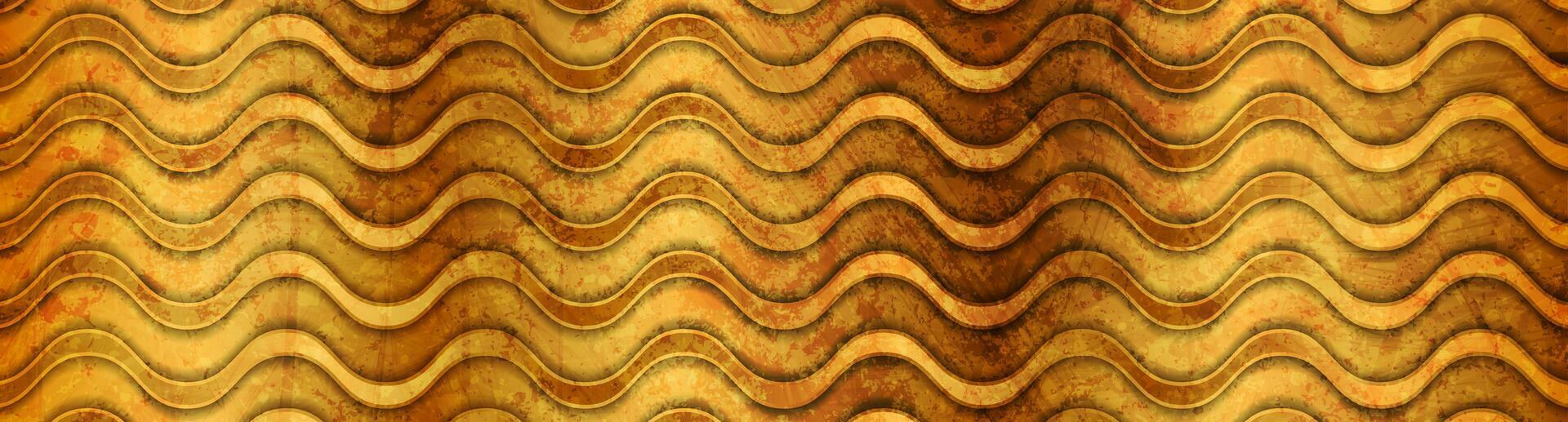 Golden and bronze luxury abstract waves grunge background vector