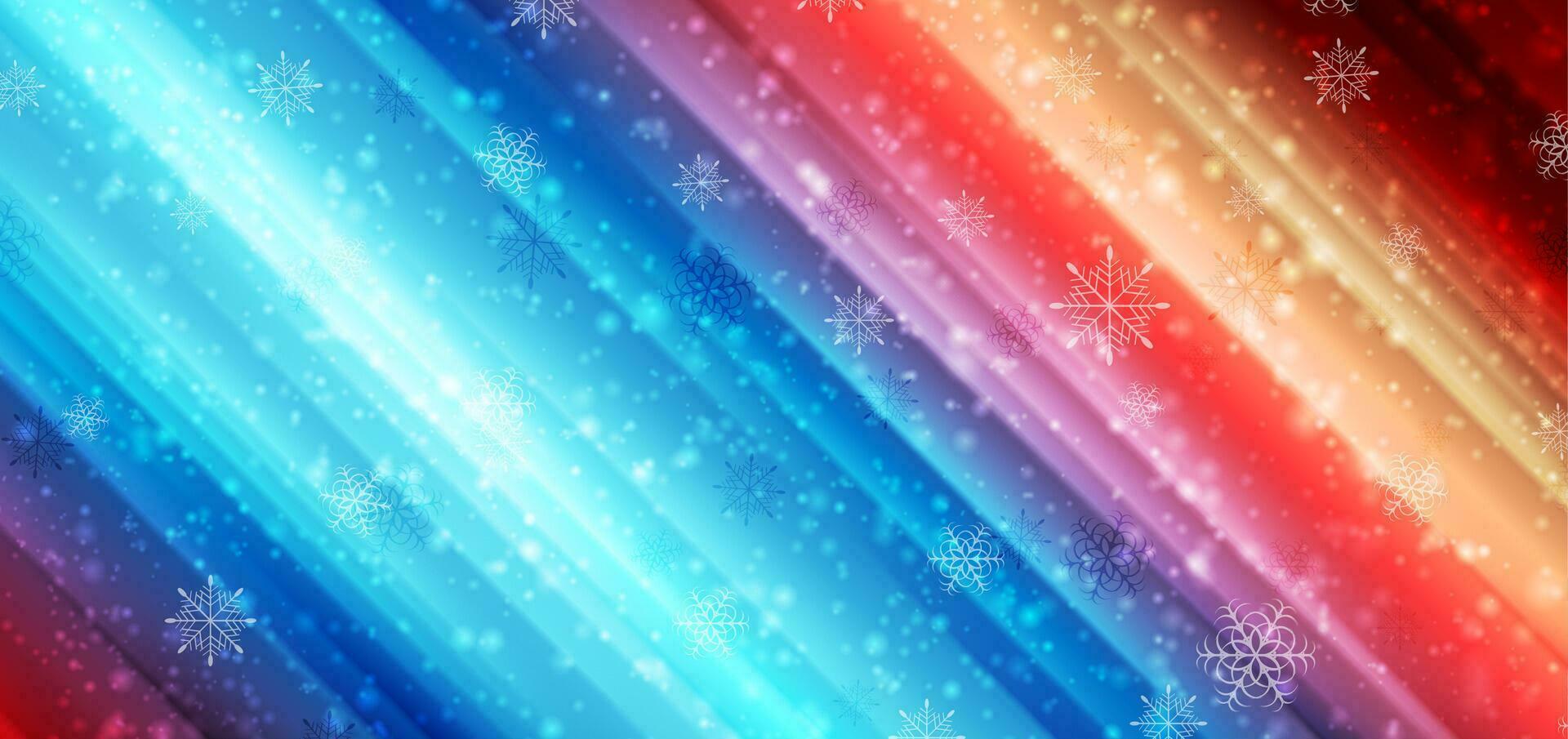 Blue red abstract smooth striped background with snowflakes vector