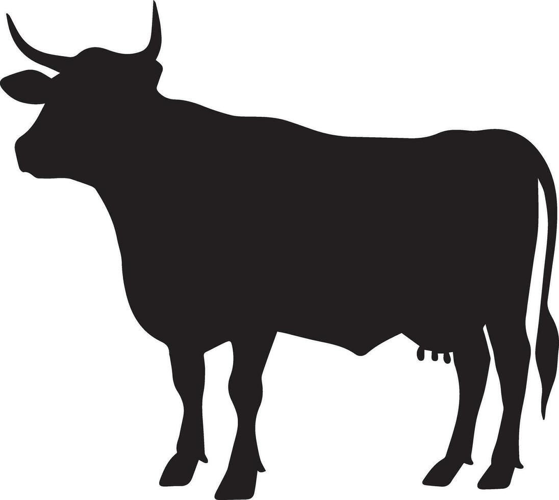 Cattle vector silhouette illustration black color