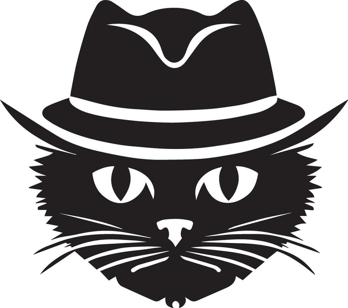 gato cara vector silueta, gato cara con gorra vector silueta