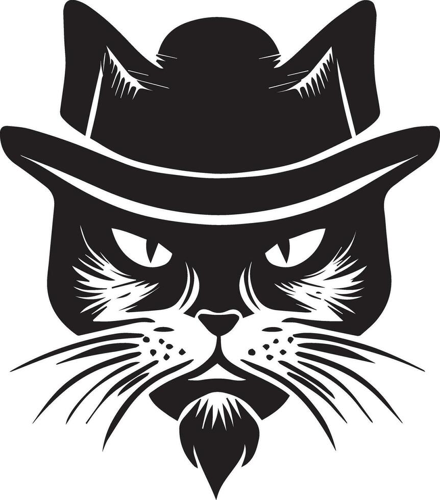 gato cara vector silueta, gato cara con gorra vector silueta