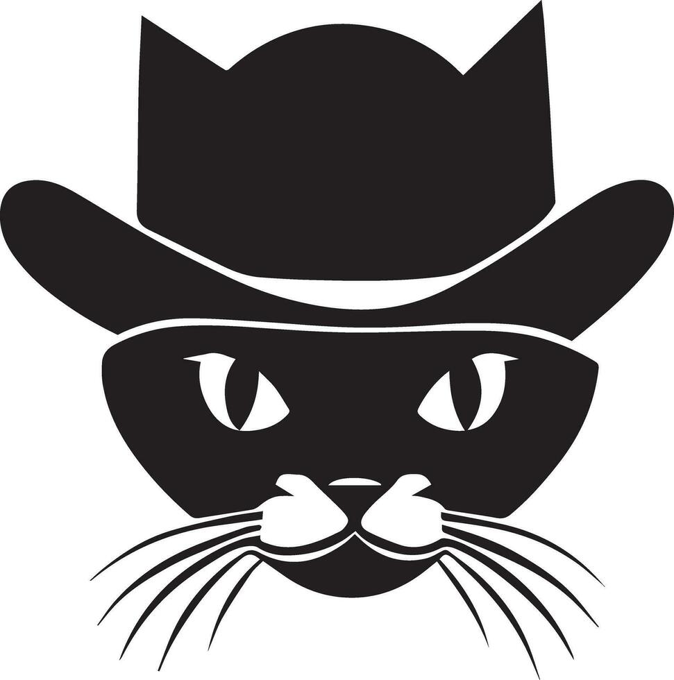 Cat face vector silhouette, cat face with cap vector silhouette