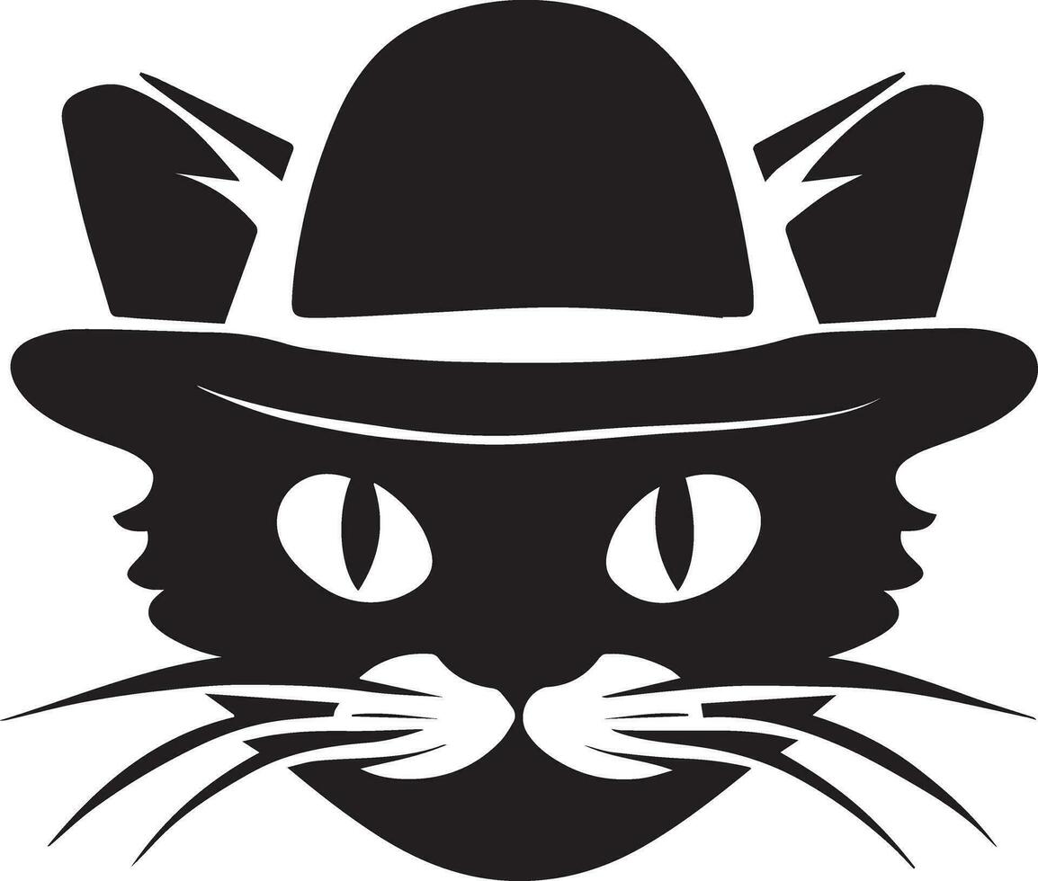 gato cara vector silueta, gato cara con gorra vector silueta